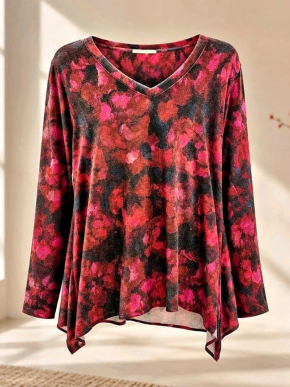 Floral V-Neck Tunic Size Medium